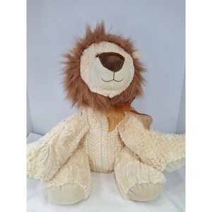 Hugfun International Lion Plush Stuffed Animal Cream Brown Mane Gold Bow 15"